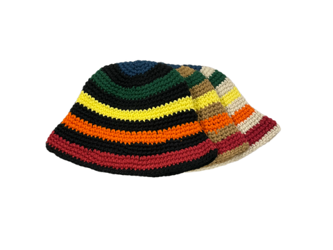 Crochet Knit Striped Hat *Available in Black, Camel, and White*