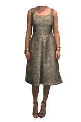 Gold w/ Black pebble Skater Dress Tank Sleeve