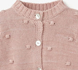 Popcorn sweater knit baby cardigan in blush  6 months
