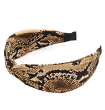 Brown snake print top knot headband