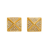 Diamond pave pyramid Gold Post stud Earrings