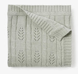Sage pointelle leaf knit baby gift set * monogramming available