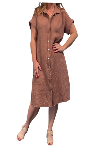 Shirt dress Cotton Double Gauze Shirt Dress in clay *monogram available