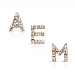 Diamond initial earrings (sold single/not pair)
