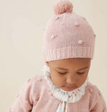 Popcorn sweater knit baby cardigan in blush  6 months