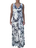 V neck maxi dress  in our grey camouflage rayon Jersey
