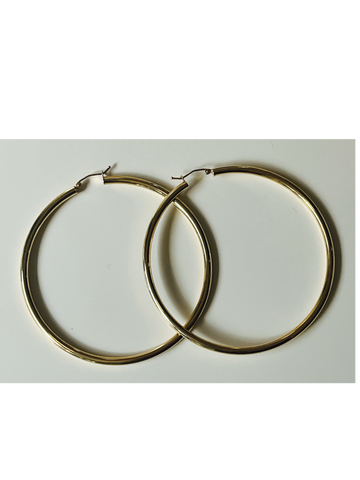 2.75”. 3mm. 14k gold  hoop earrings