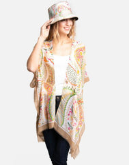Open shawl with sleeves *matching bucket hat sold separately