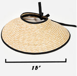 Ribbon trim trim Visor style hat *available in natural/black or natural/natural