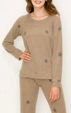 Comfy top with raglan sleeves top In our mocha stars print comfy brushed Jersey
