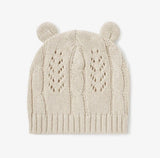 Wheat pointelle leaf knit baby hat