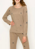 Comfy top with raglan sleeves top In our mocha stars print comfy brushed Jersey