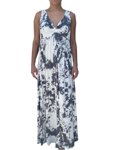 V neck maxi dress  in our grey marble rayon Jersey
