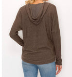 The softest olive knit  hoodie with drawstring