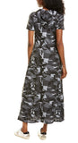 Hooded maxi dress  in our grey camouflage rayon French Terry Jersey
