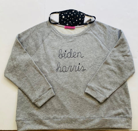 Biden Harris embroidered raglan sleeve sleeve shirt  *20% of all proceeds go to the biden victory fund
