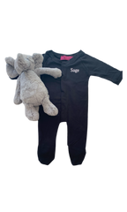 Baby snap front onsie , Embroidered with name or monogram *black, white and H. grey available