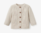 wheat pointelle leaf knit baby cardigan  * monogramming available