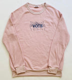 VOTE embroidered organic sweatshirt in pale pink