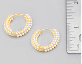 Coral Pave Chunky Huggie Hoops Earrings