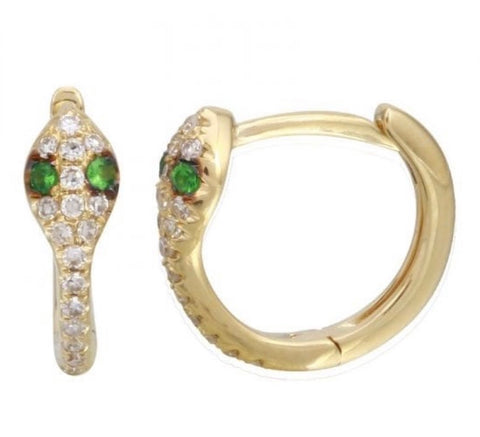 Snake huggie hoop earrings with diamonds pop