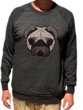 Unisex pug applique raglan sleeve organic sweatshirt *proceeds donated to thepugqueen.org