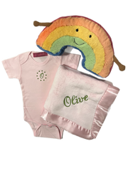 Melissa Masse Plush Personalized Blanket, Onsie & stuffie set