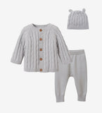 Heather grey cable knit baby set * can be monogrammed