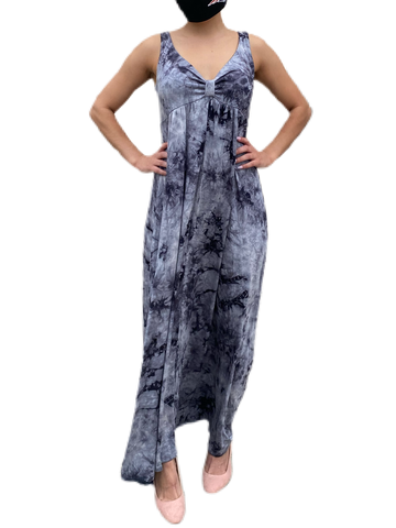 V neck maxi dress  in our squid ink  tie dye Jersey