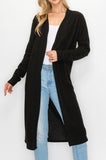 Comfy Long open front cardigan in our black comfy brushed Jersey